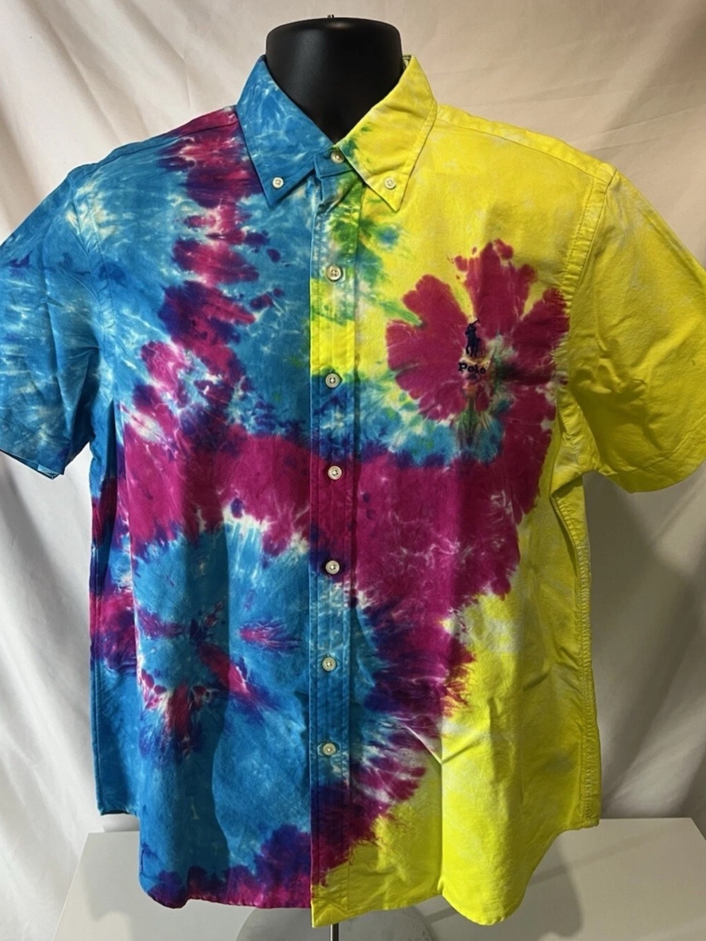 POLO RALPH LAUREN LAGUNA MULTI COLOR TIE DYE CASUAL SHIRT S CLASSIC